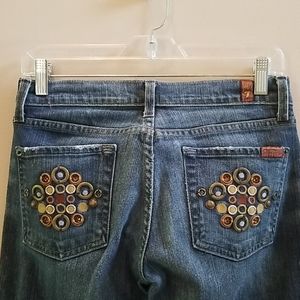 LAST CALL 7FAM Rings Circles Bootcut Jeans Sz 27